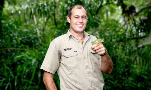 Matt Lamb holding a frog