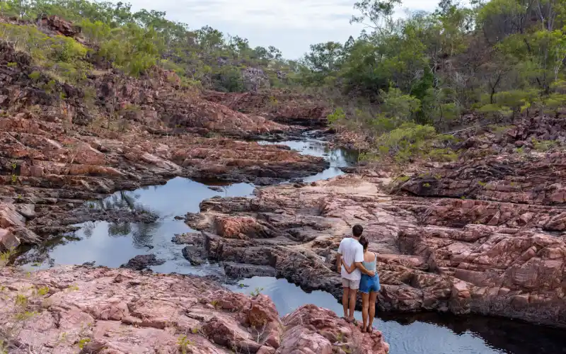 Two people enjoying the scenic gorges in Silkwood