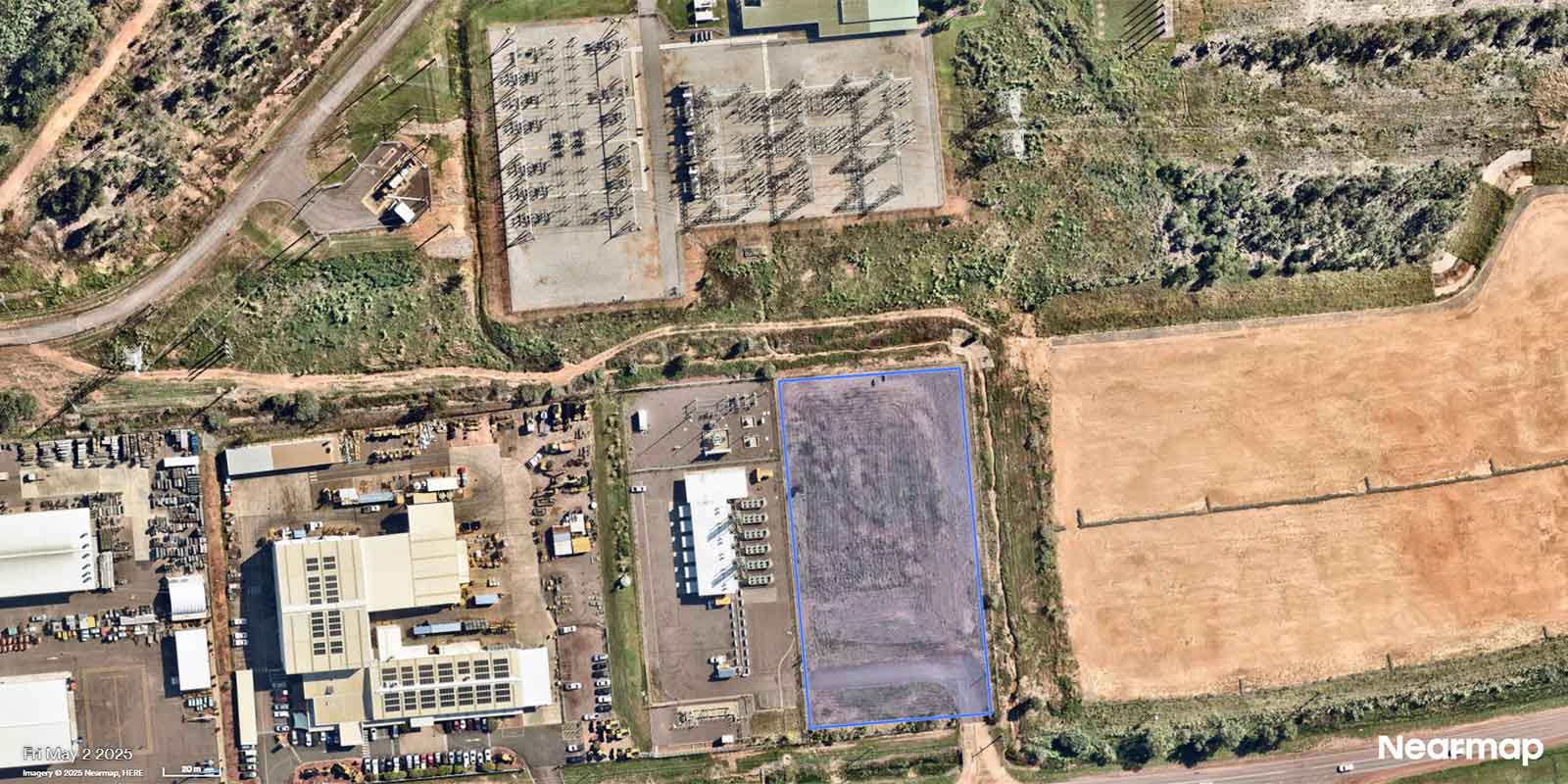 Aerial view of power station site